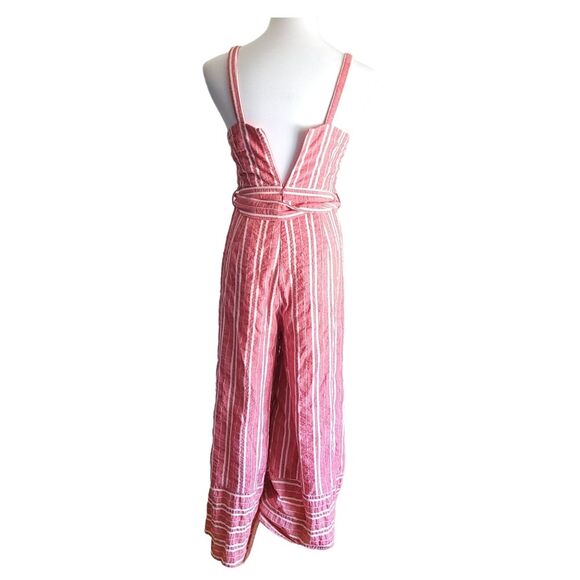 Anthropologie ett:twa Red Stripe Robin Romper Womens Size XSmall  Cropped Belt - Picture 4 of 14
